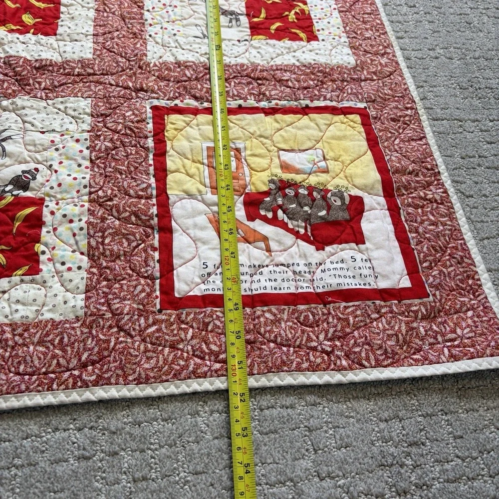 Whimsical 5 Little Monkeys Jumping on Bed Story Crib Quilt Patchwork Linus
